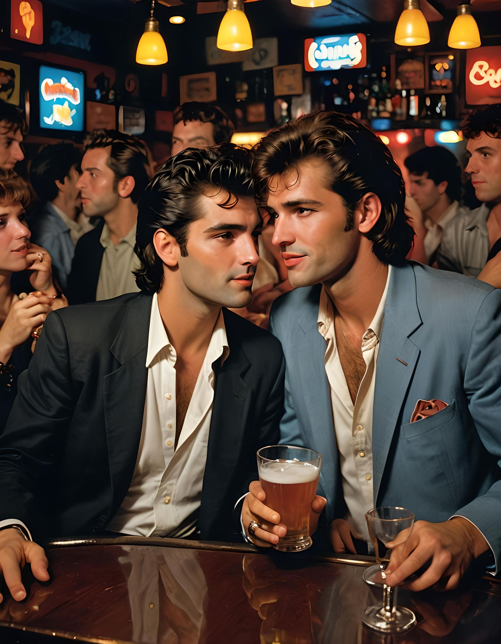 Photorealistic 80s Gay Bar Scene