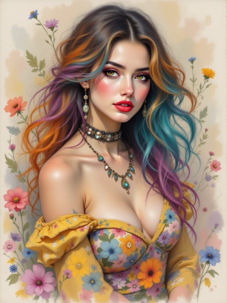 Vibrant Woman in Dreamy Florals