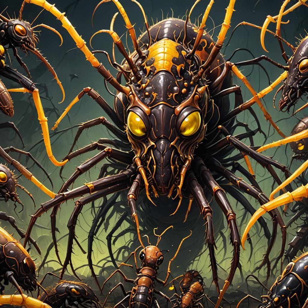 Lovecraftian Ant Horror: Abyssal Neon Nightmare