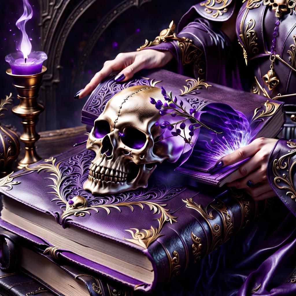 Mystical Gothic Spellbook with Glowing Eyes