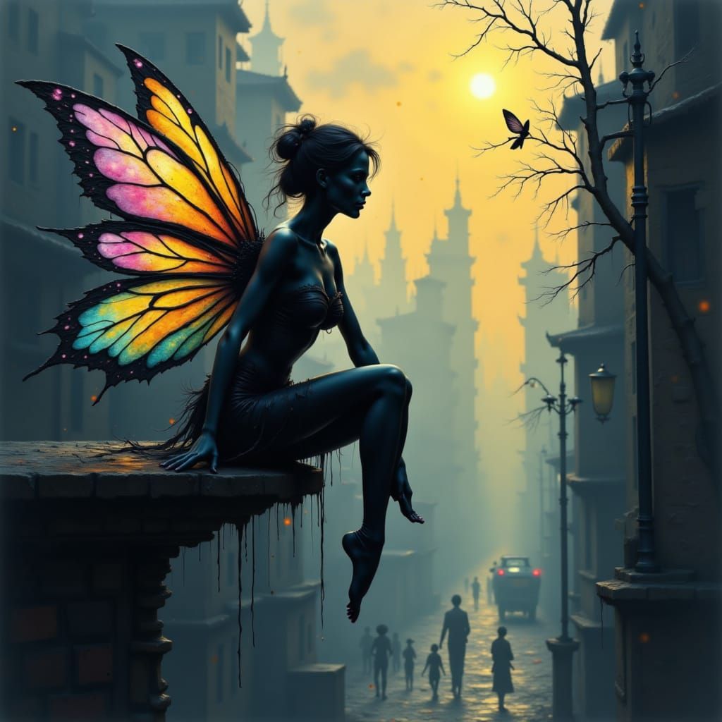 Fairy Silhouette Watching Humans Below