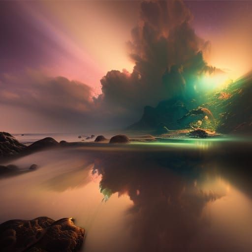 Dramatic Starry Night Sky Painting with Rough Textures