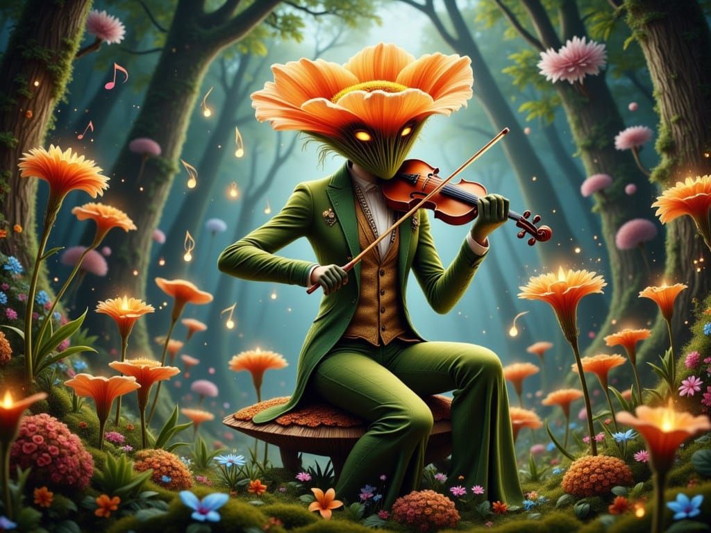 Fantasy Trumpet Flower Maestro in Magical Twilight