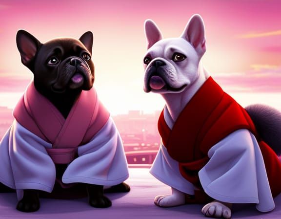 Anthropomorphic Dogs in Judo Fight: 3D Digital Art