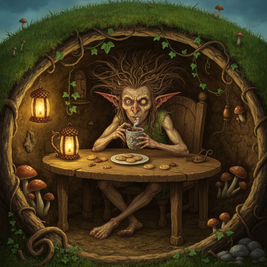 Enchanting Fae Creature in Cozy Earthen Burrow