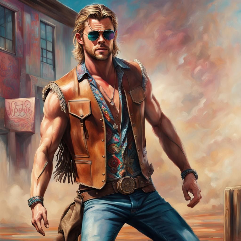 Chris Hemsworth as 1960s Hippie in Splash Art