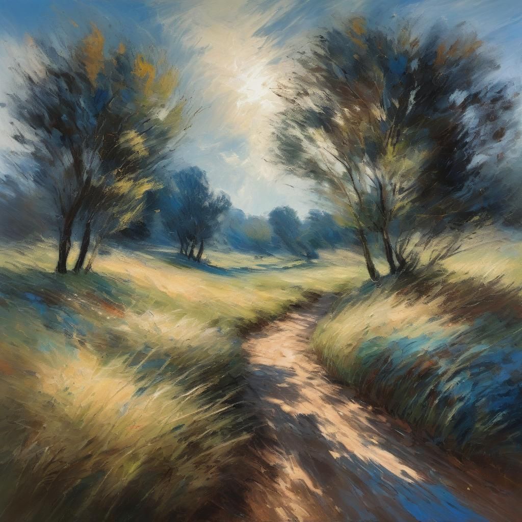 Windy Landscape in Impressionist Style