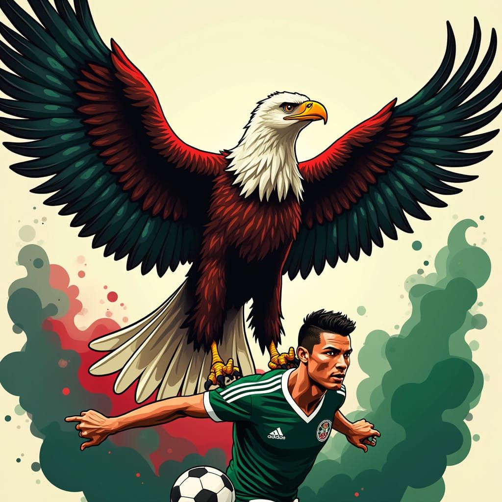 Mexico Soccer Eagle with Cristiano Ronaldo Portrait in Bold...