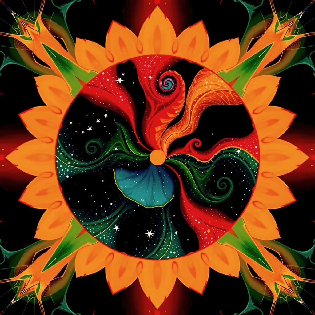 Nautilus Fibonacci Curves Under a Starry Night Sky