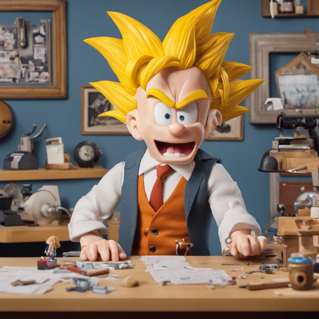 Super Saiyan Businessman in Stop-Motion Style
