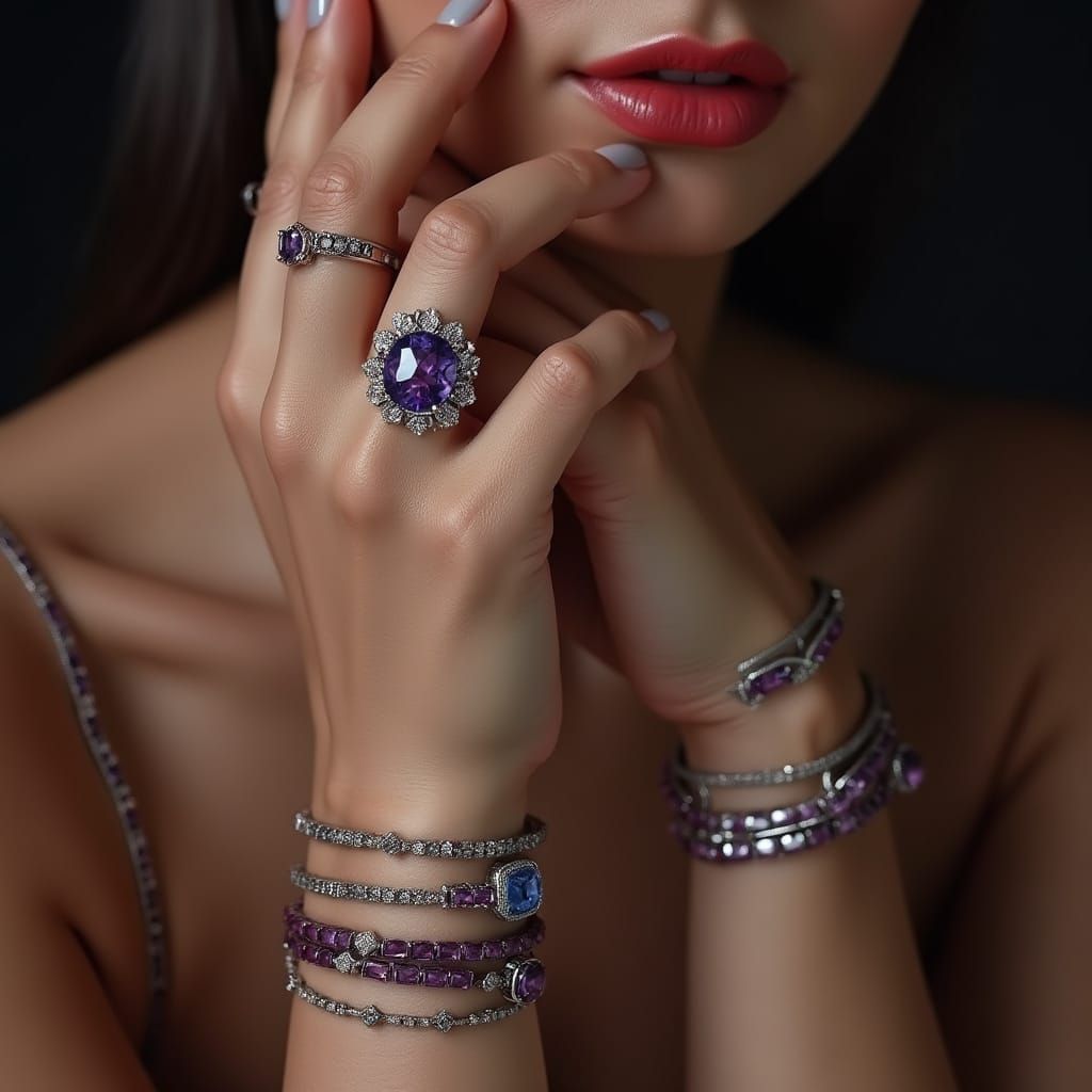 Elegant Hand Portrait with Platinum Jewelry