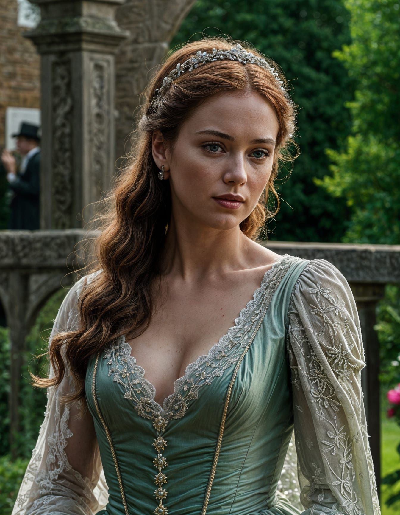 Emma D'Arcy as Regal Victorian Aristocrat in Evening Attire