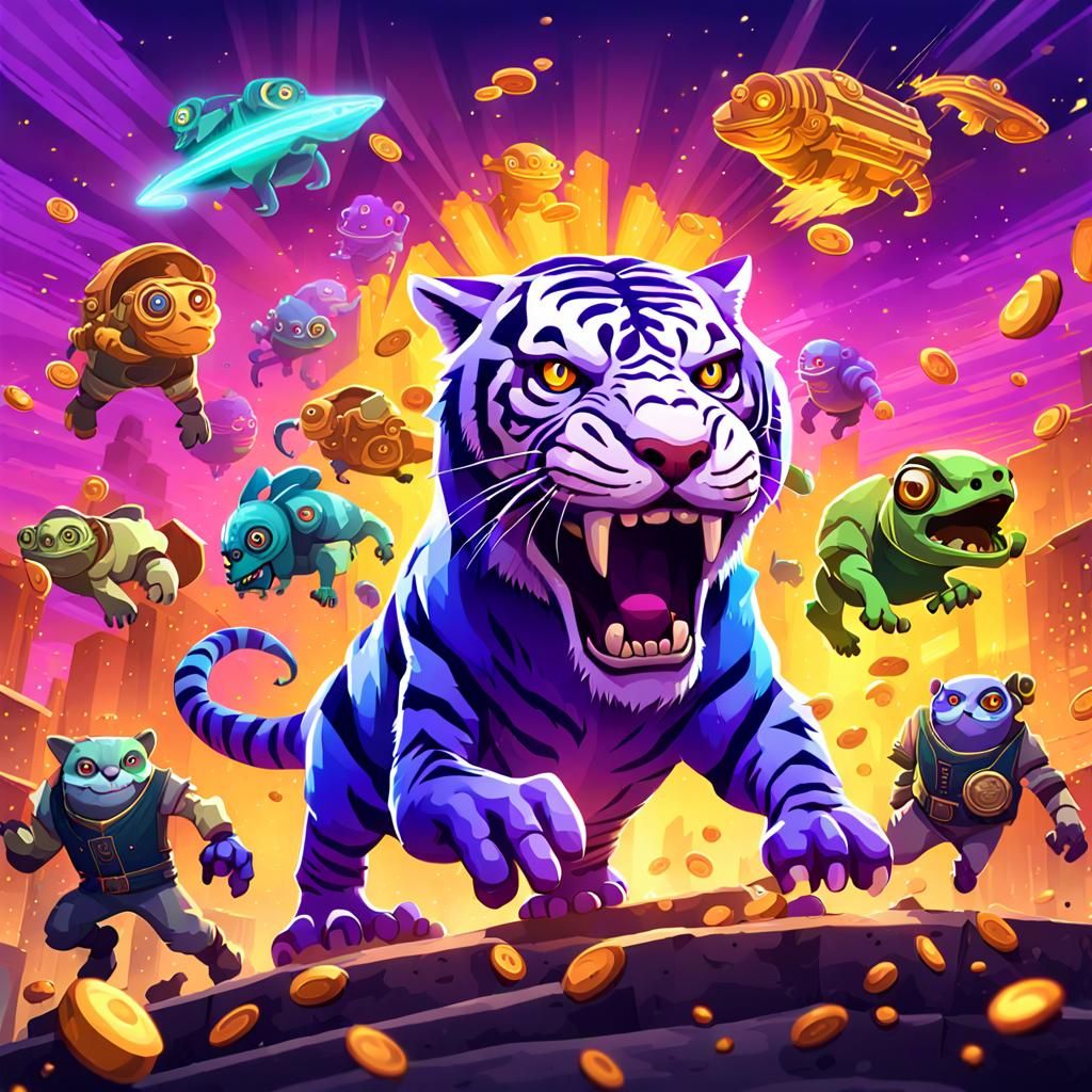 Explosive Animal Raid: Fantasy Fight in Dark Fantasy Style