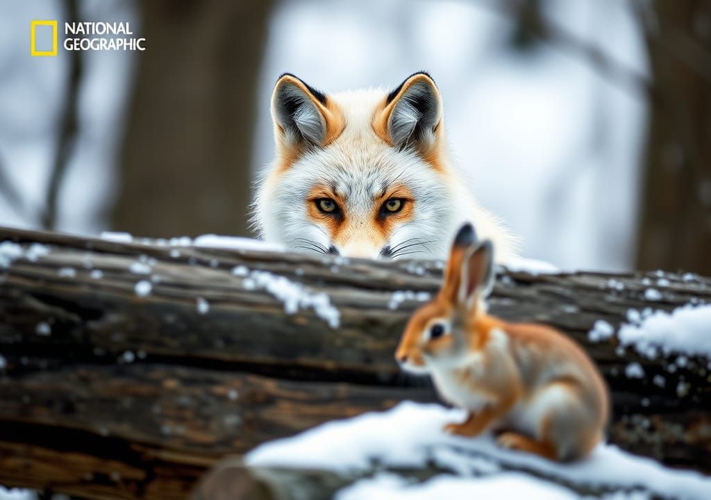 Snow Fox Ready to Pounce: National Geographic Style