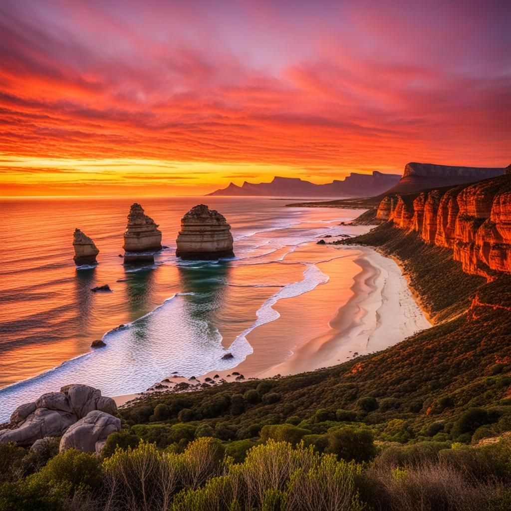 Twelve Apostles Sunset: Cape Town's Tetradic Colors