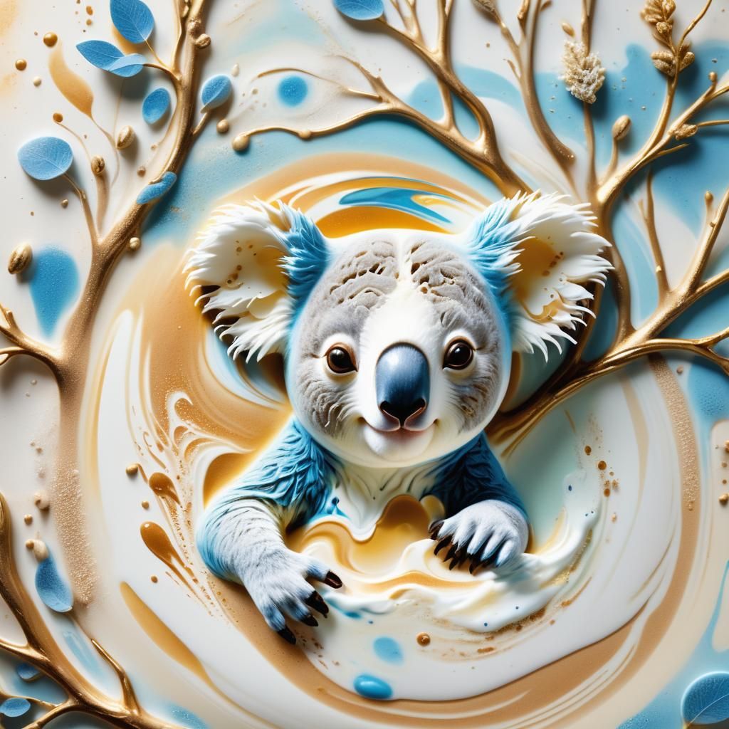Koala Latte Art: Detailed Matte Painting