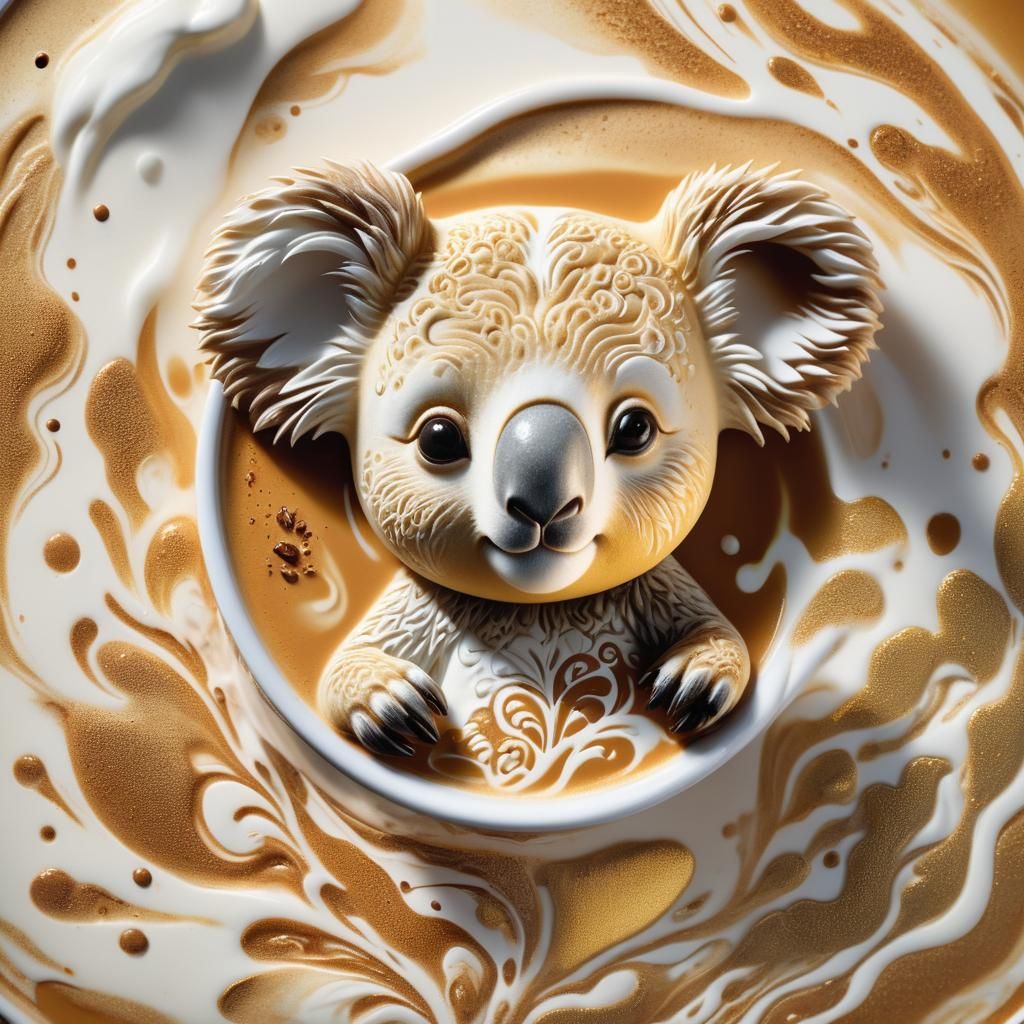 Koala Latte Art in Fantasy Style