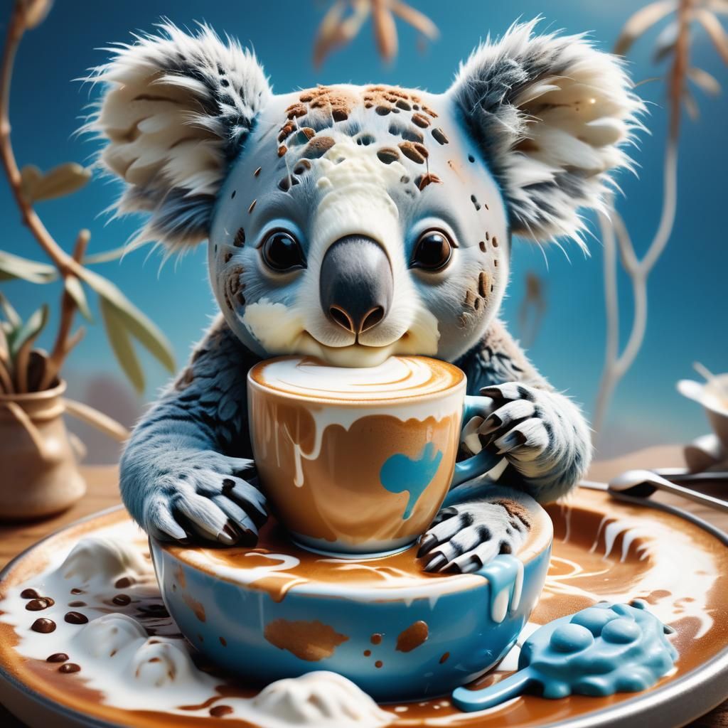 Koala Latte Art: Detailed Matte Painting