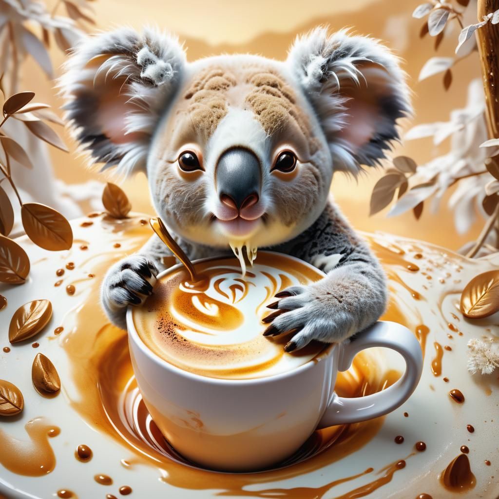 Koala Latte Art: Fantasy Matte Painting