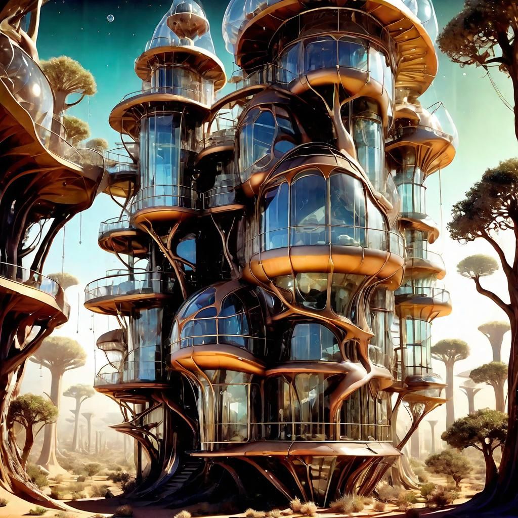 Steampunk Crystal Treehouse in Glass Desert