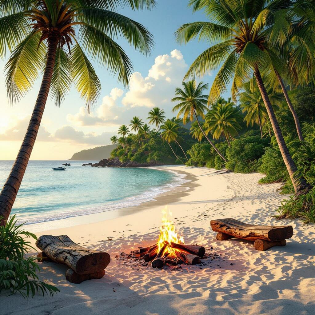 Serene Pacific Island Paradise with Palm Trees