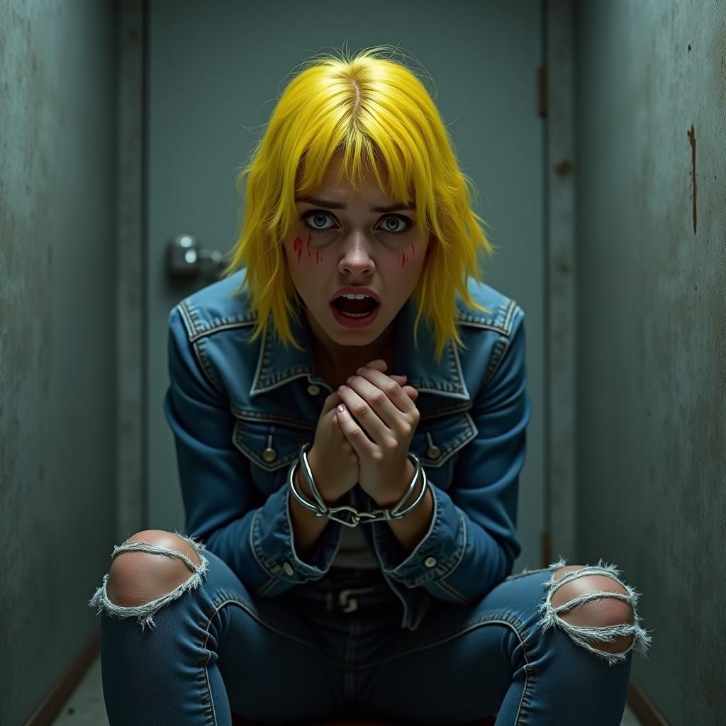 Woman in Interrogation Room: Cartoon Style