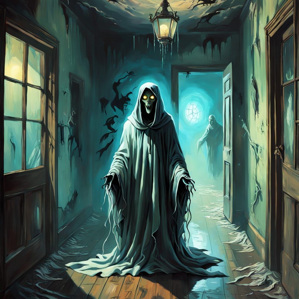 Ethereal Haunting in a Dreamlike Abandoned Hallway