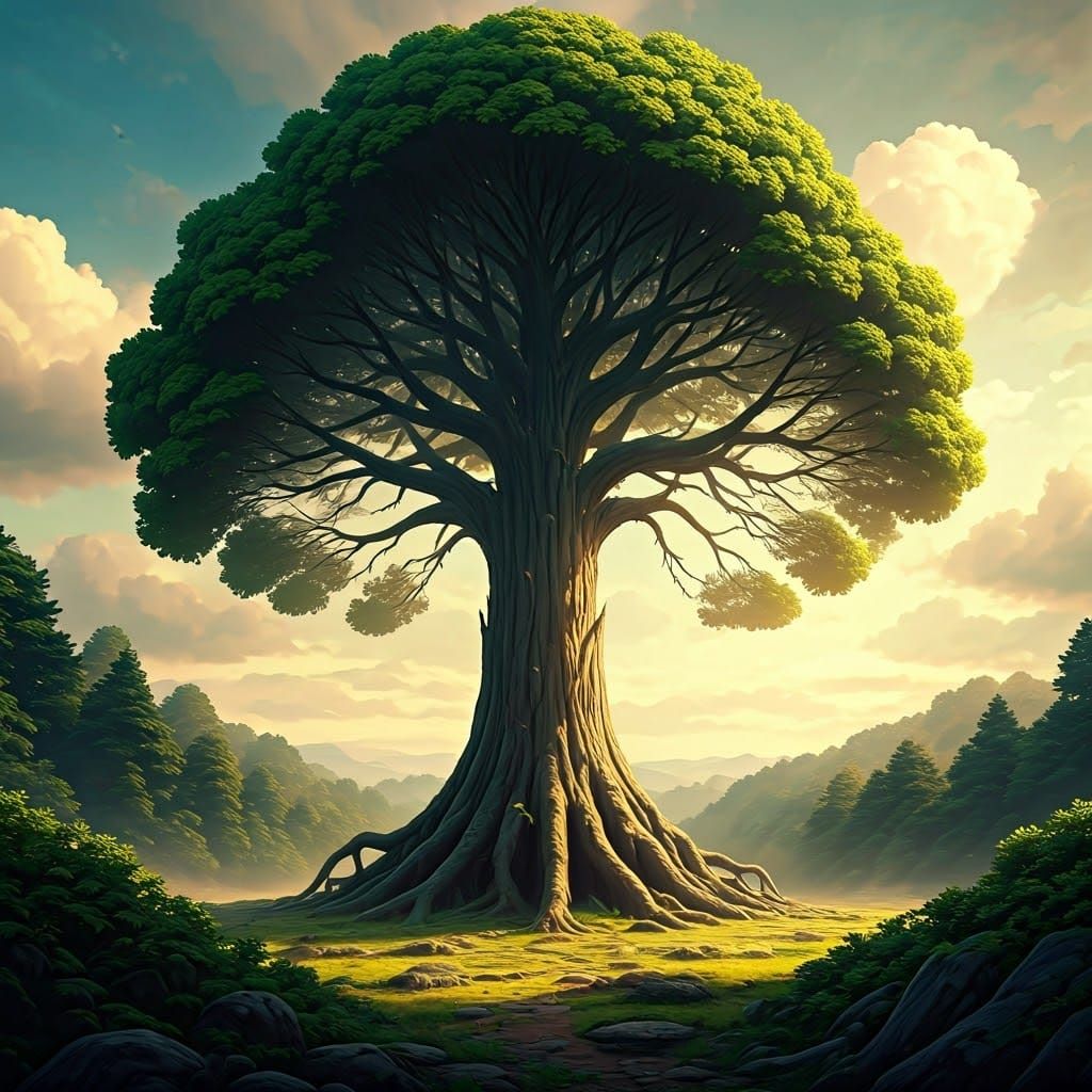 Ethereal Forest Wonder in Digital Matte Painting Style