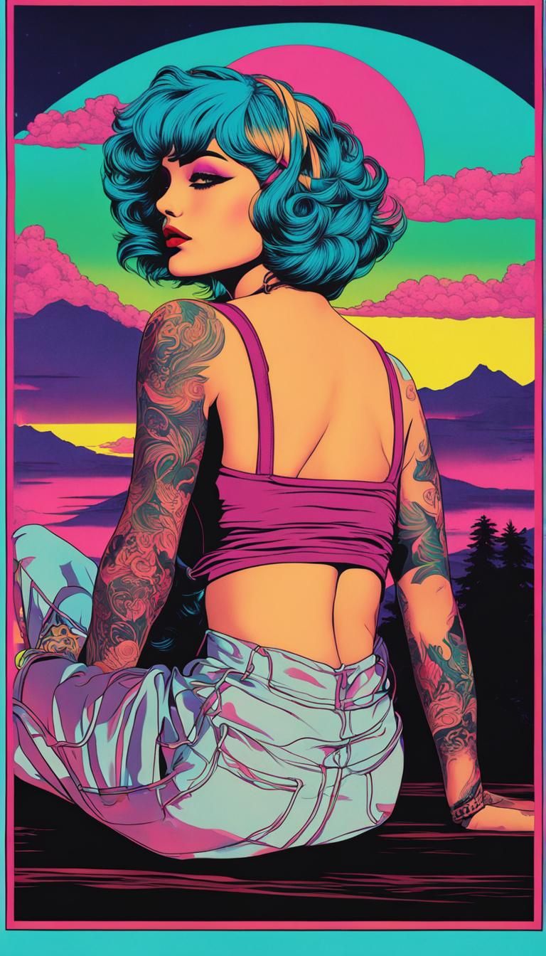Tattooed Lady: Vaporwave Fairycore Pop Art
