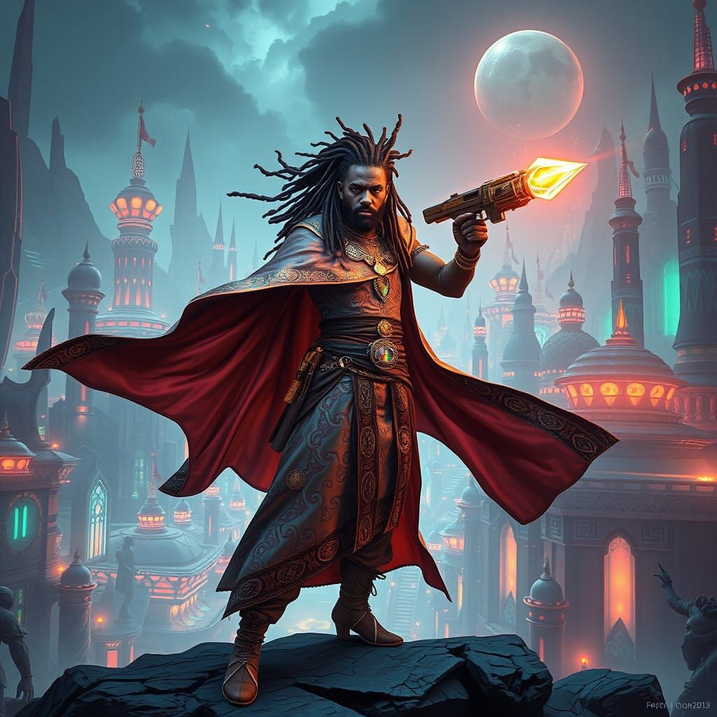 Regal Hero Wields Crystal-Tipped Laser Gun in Afrofuturist M...