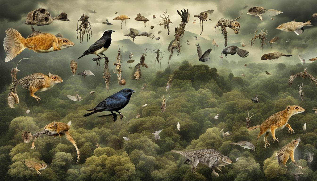 Mystical Creatures Soaring Through Starry Galaxy