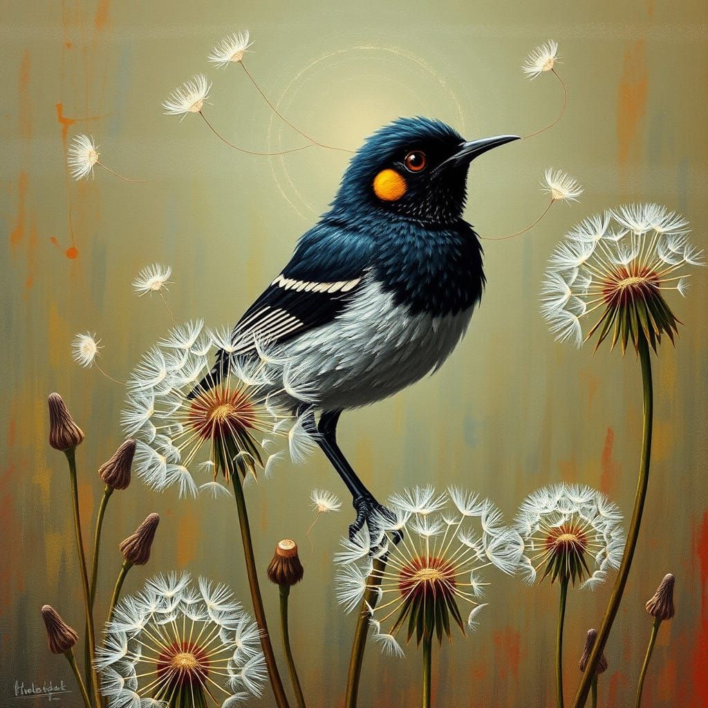Vibrant Dandelions in Whimsical Fantasy Art