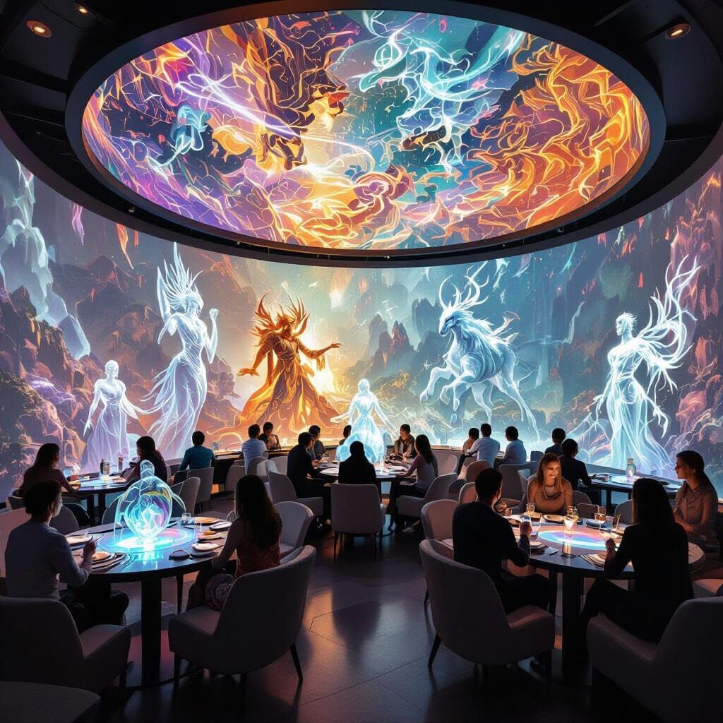Immersive Restaurant with 3D Mythical Story Projections
