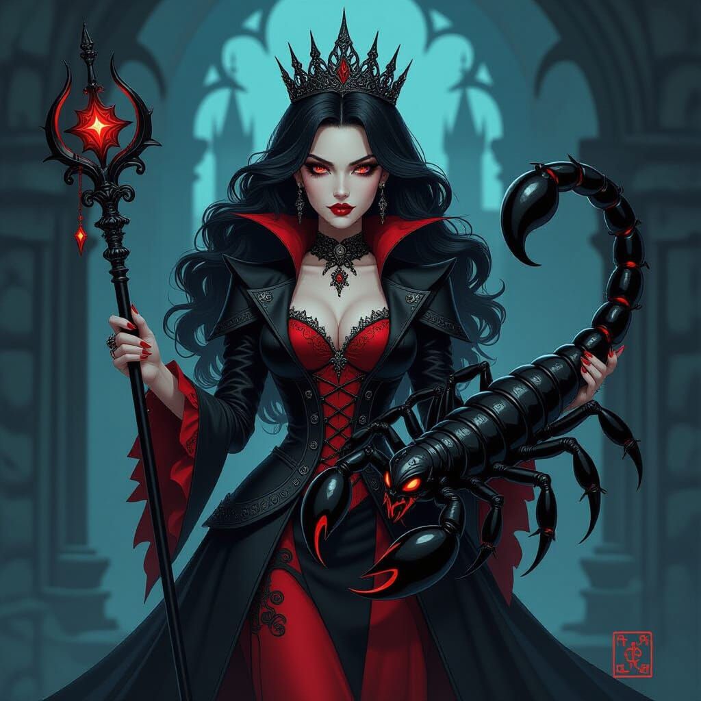 Menacing Kawaii Queen with Scorpion Scepter