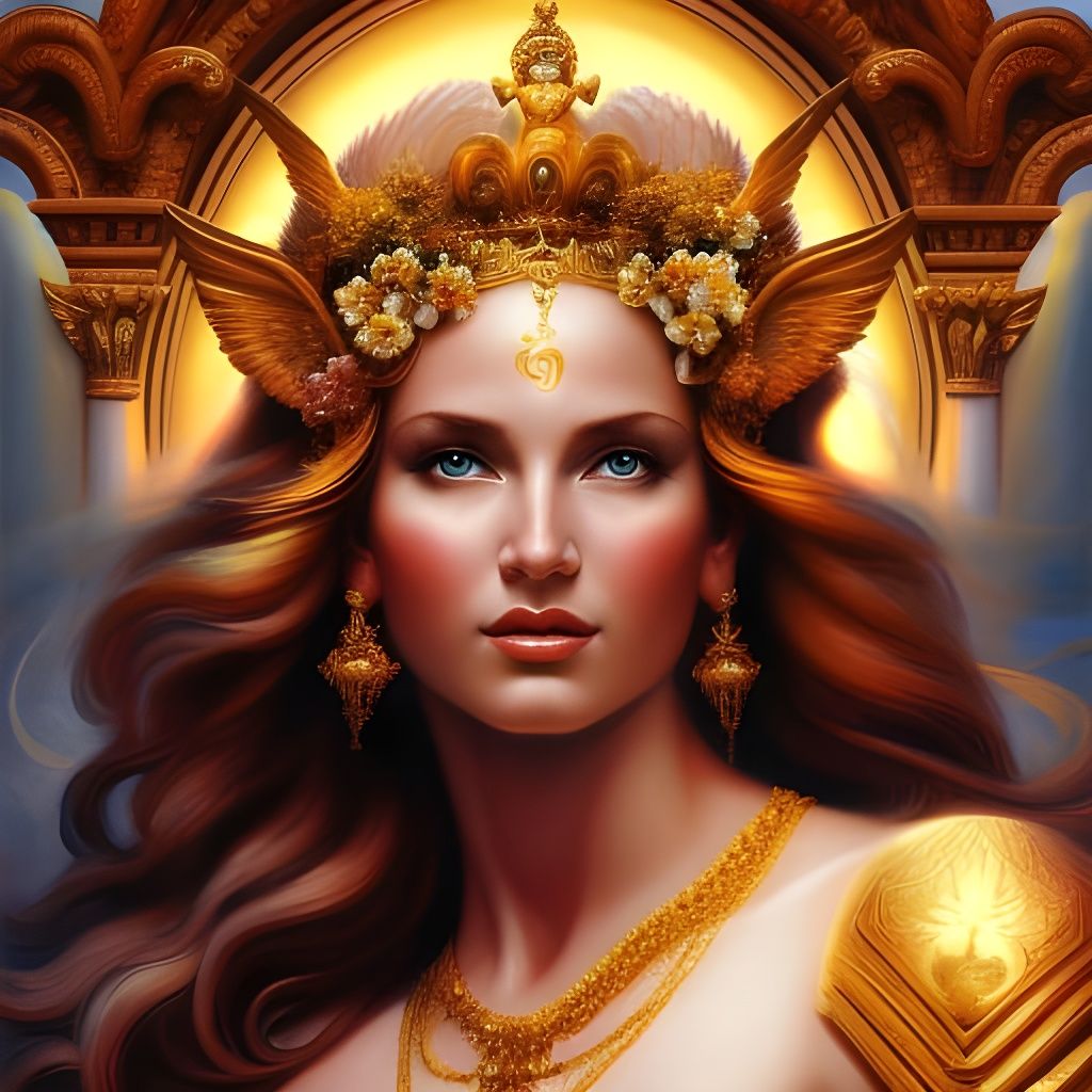 Ancient Goddess of Life and Love in Oil Painting