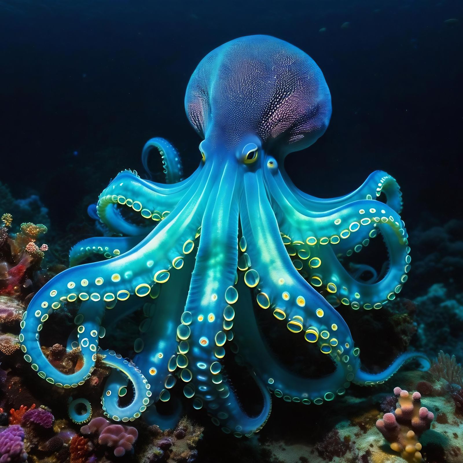 Bioluminescent Deep Sea Creature in an Aquatic Spectacle