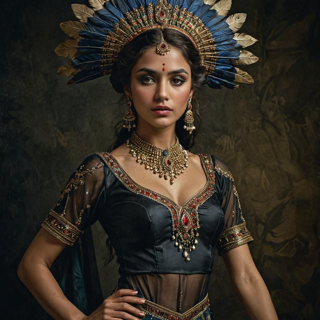 Glamorous Indian Foxtrot Dancer in Chiaroscuro Style