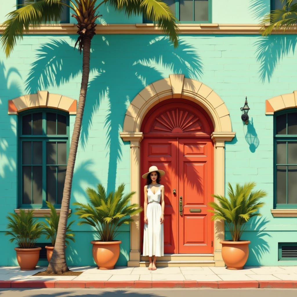 Anime-Inspired Urban Scene with Pastel Building