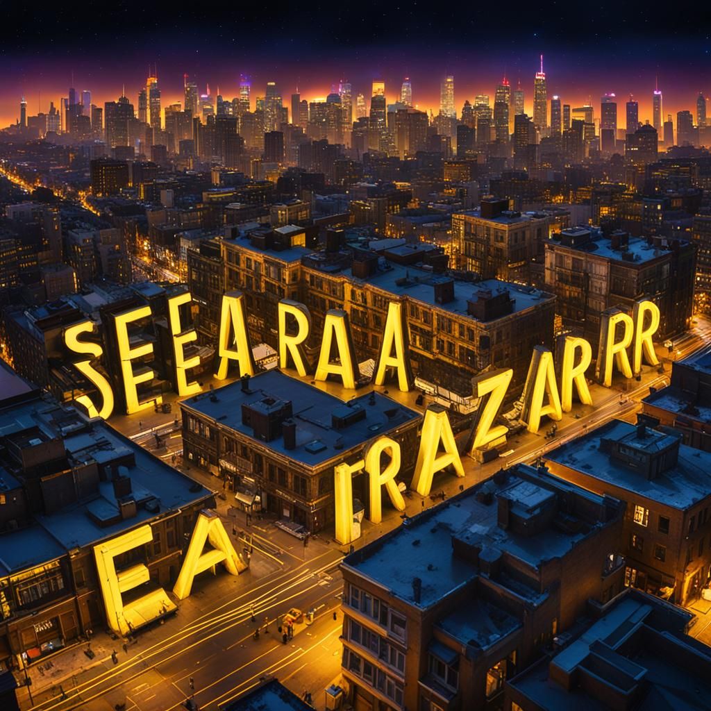 Vibrant Neon "Sezar Net" Cityscape at Night