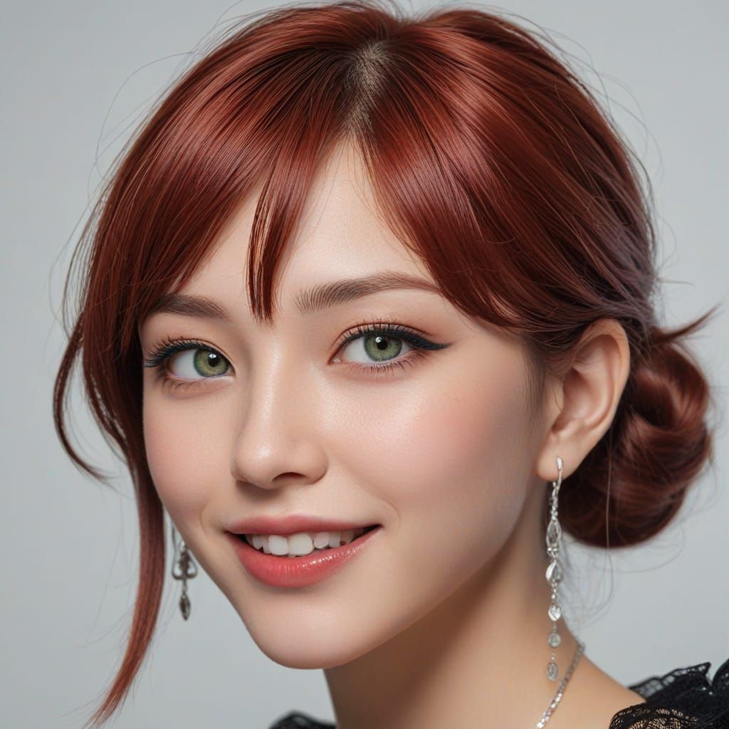 Ethereal Redhead Woman Portrait with Gothic Makeup