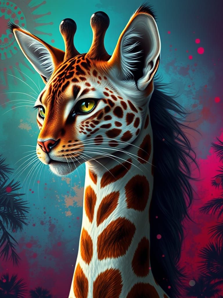 Feline Centaur Goddess in Vibrant Splendor