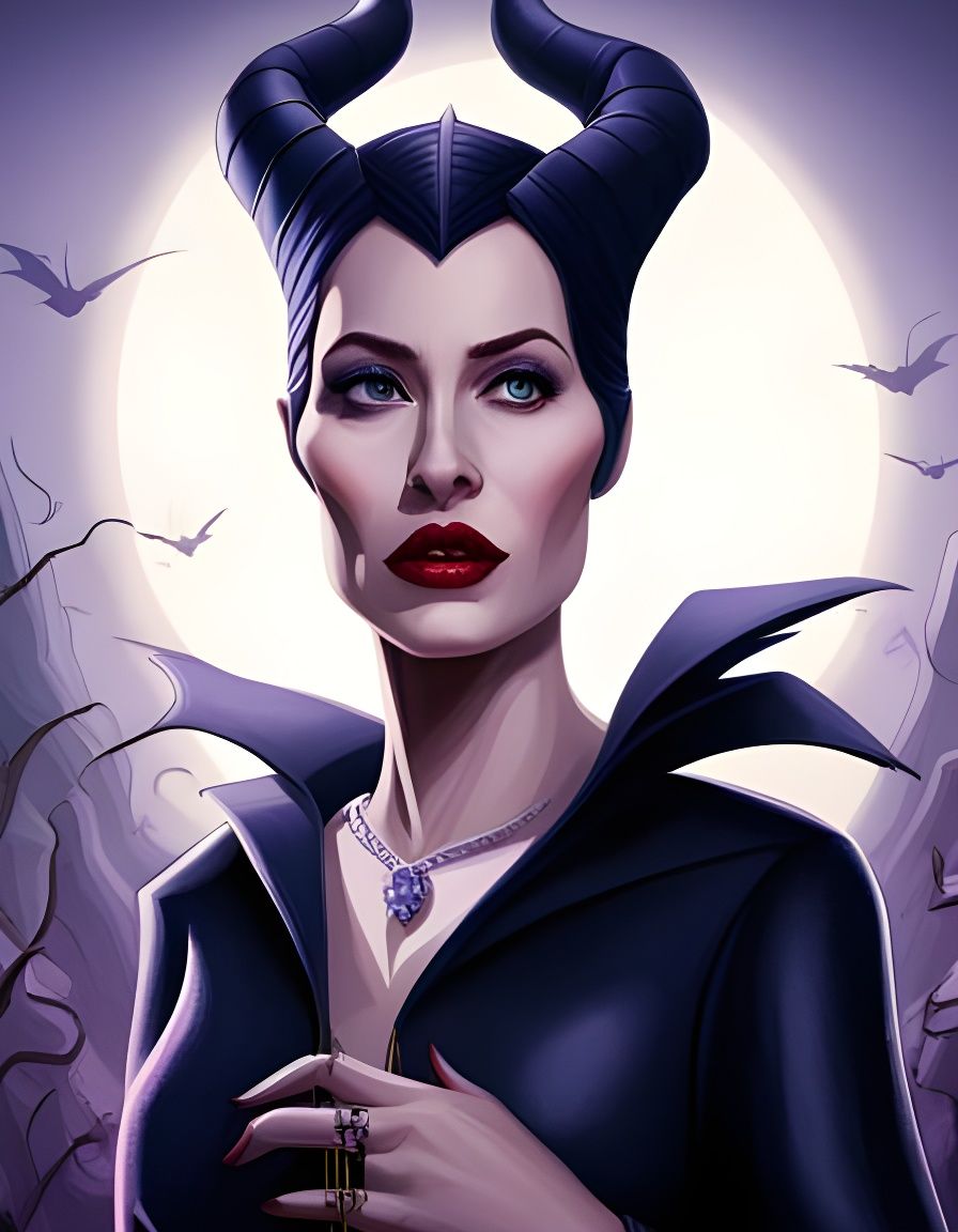 Ethereal Maleficent Illustration in Watercolor Style