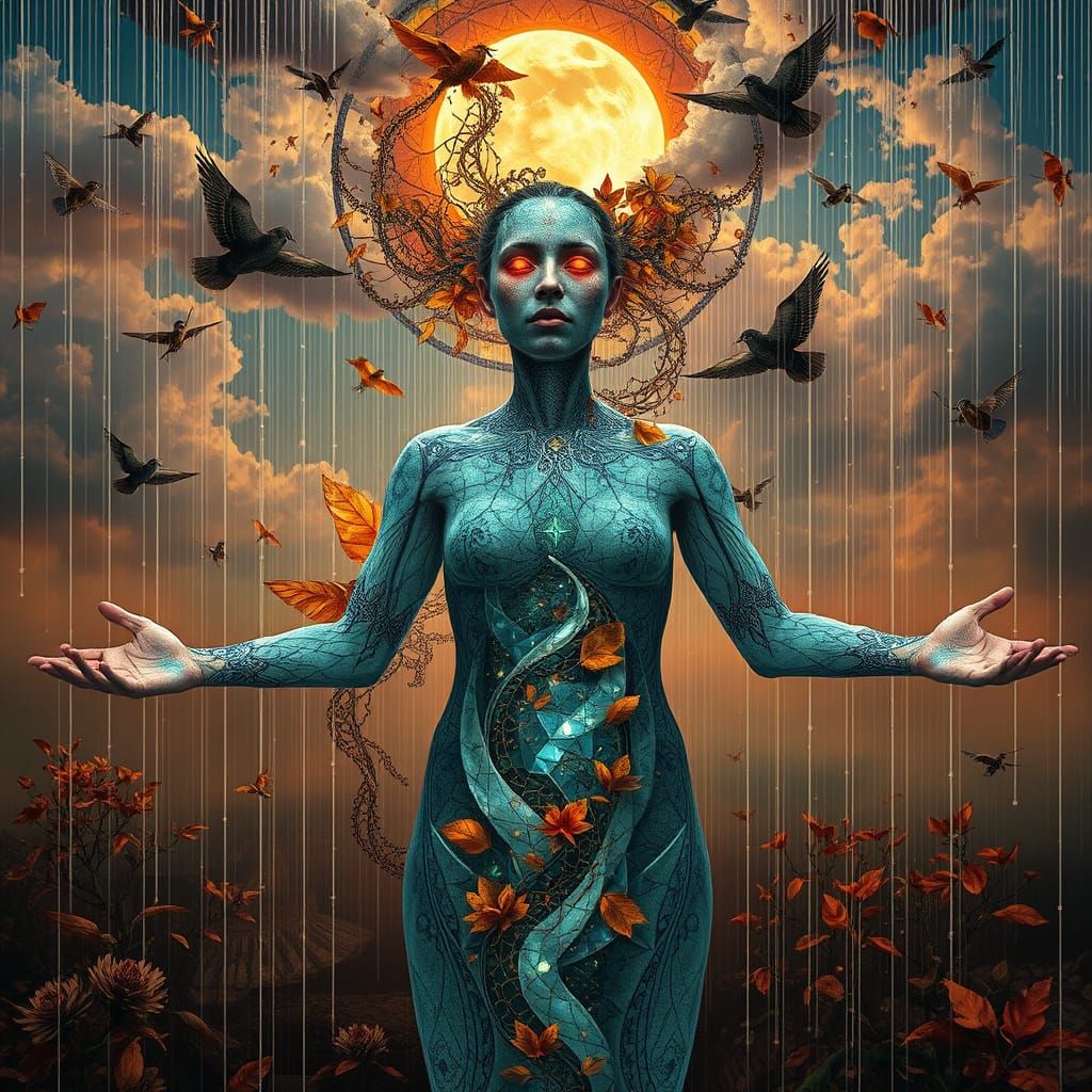 Mystical Shaman in Bioluminescent Oasis