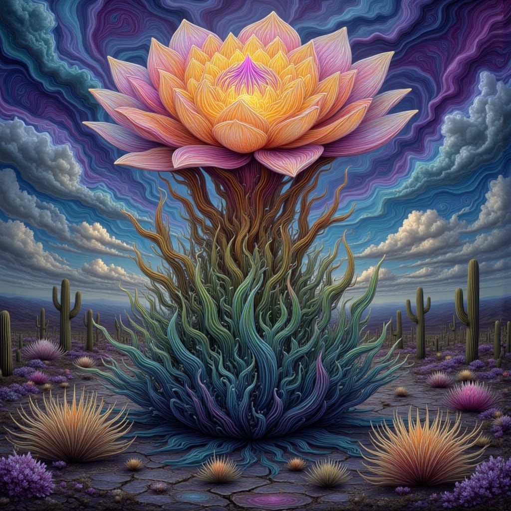 Colossal Alien Cactus with Rainbow Glass Spines