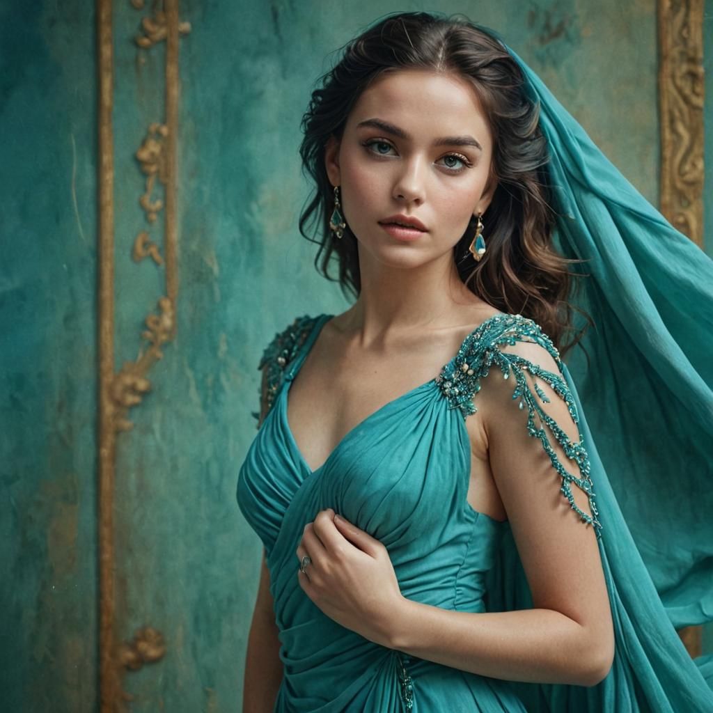 Turquoise Woman in Dreamy, Romantic Style