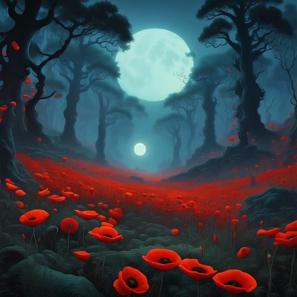 Moonlit Forest in Roger Dean Style