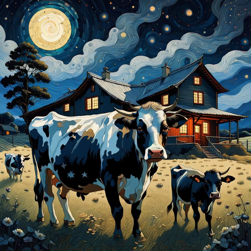 Dairy Farm at Night