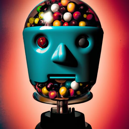 Hyperrealistic Gumball Machine Head in Splash Art Style