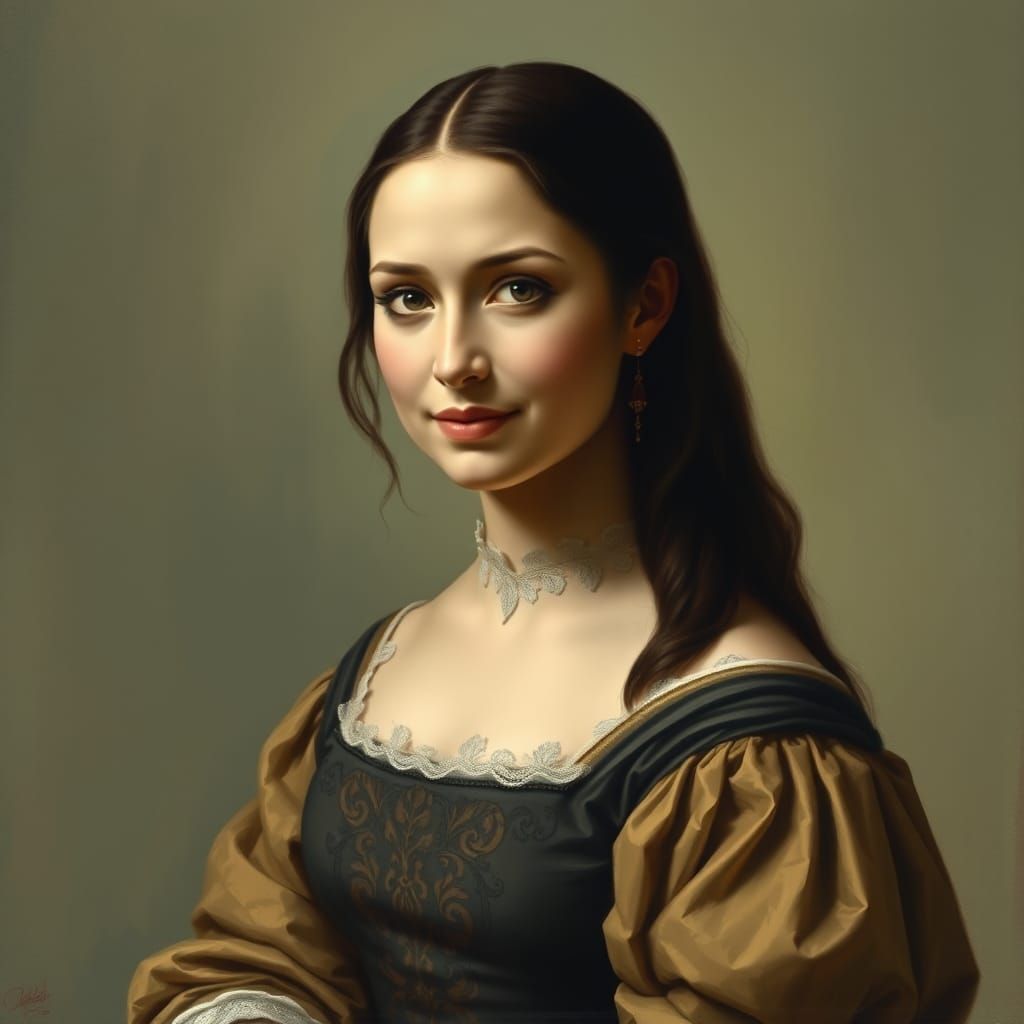 Mona Lisa Inspired Portrait in Renaissance Style