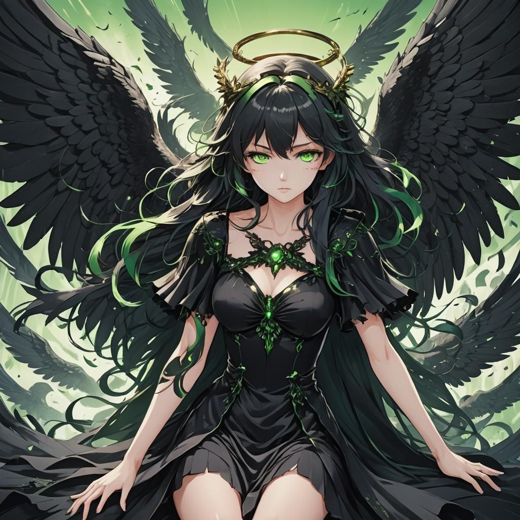 Fallen Angel with Black Wings, Anime Style